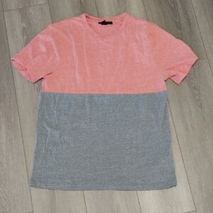 Colorblock Coral Pink and Gray T-Shirt